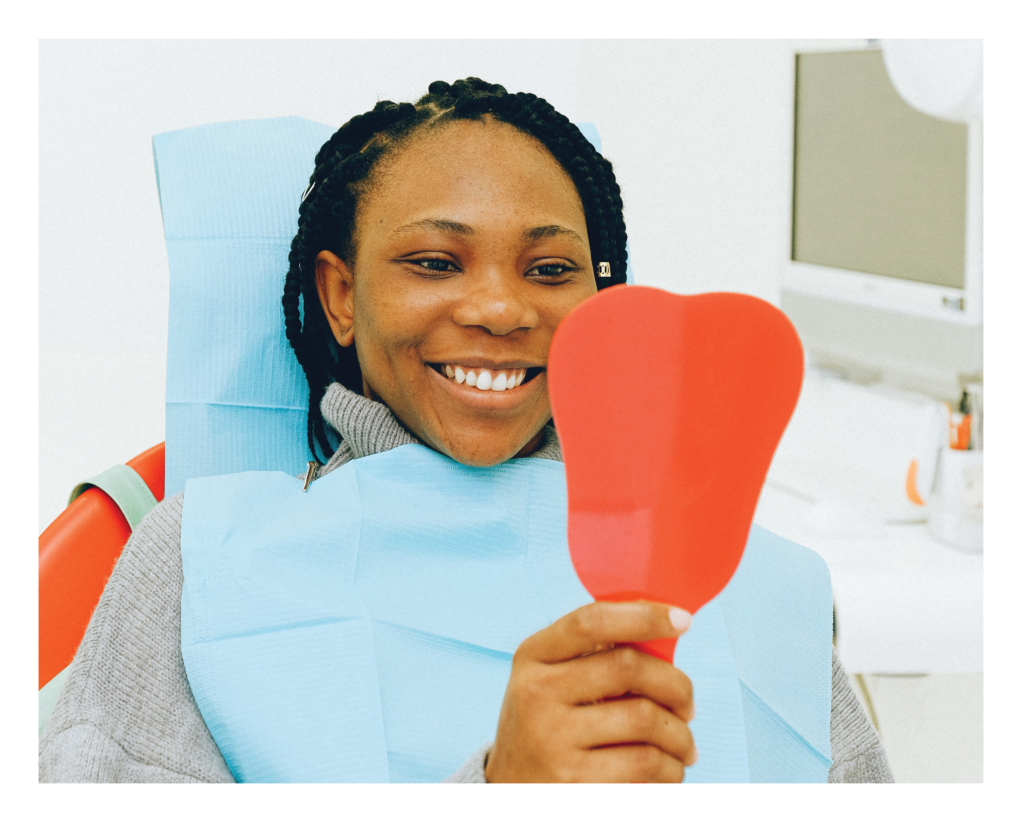 tooth contouring athens ga, person in chair after reshaping teeth